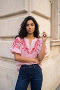 Red Embroidered Top