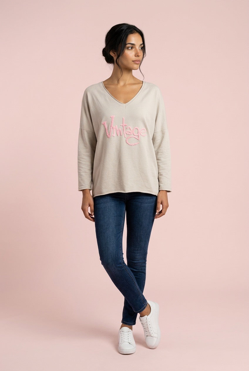 Vintage V-neck Sweatshirt