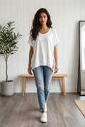 Plus Size Solid Cotton High-Low