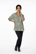 Plus Size Italy Embroidered Sage top