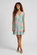 Green Paisley V-neck Sleeveless Dress UPF50+
