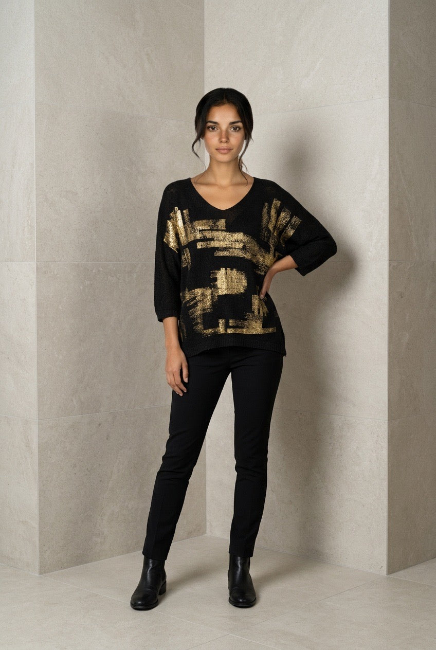 Italy Black & Gold Sweater