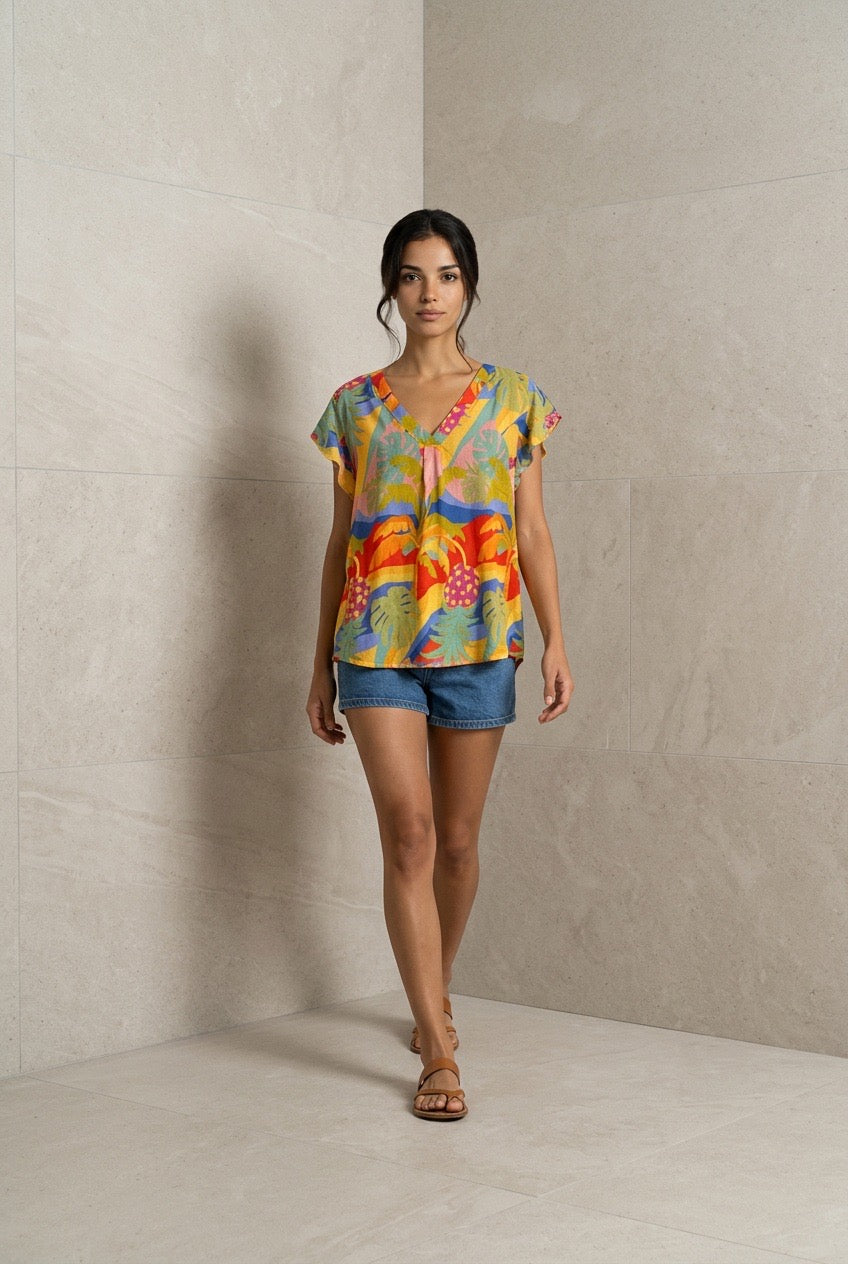 Floral V-neck