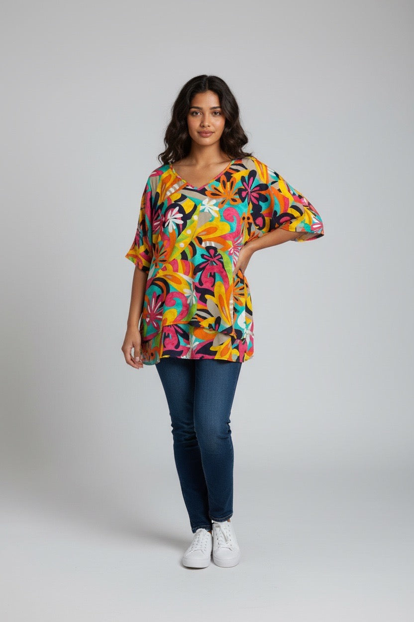 Plus Size- Jungle Leaf Top