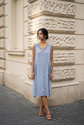 Linen Blue Sleeveless Dress