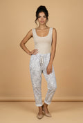 Plus Size Light Grey Abstract Stretch Pants