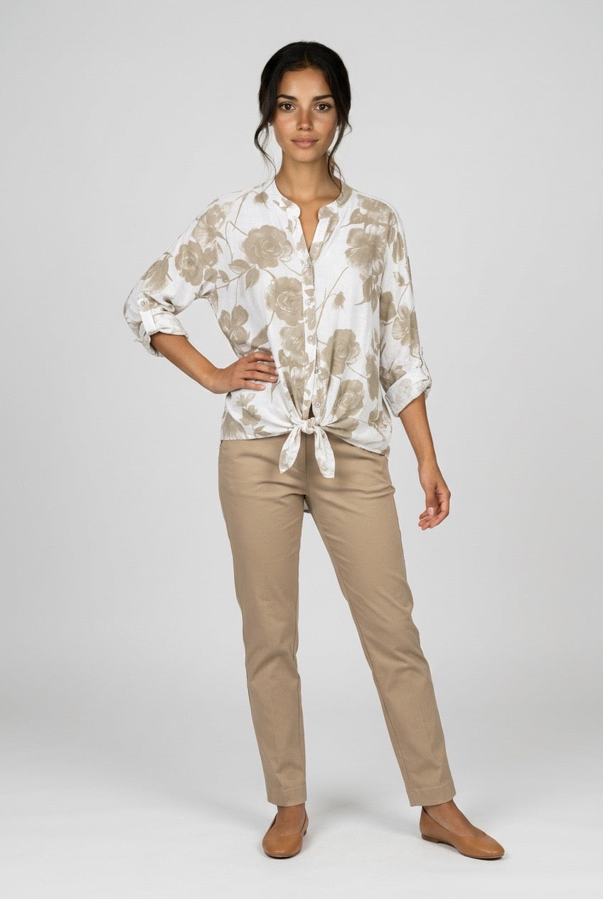 Plus Size Floral Tie-Front Top