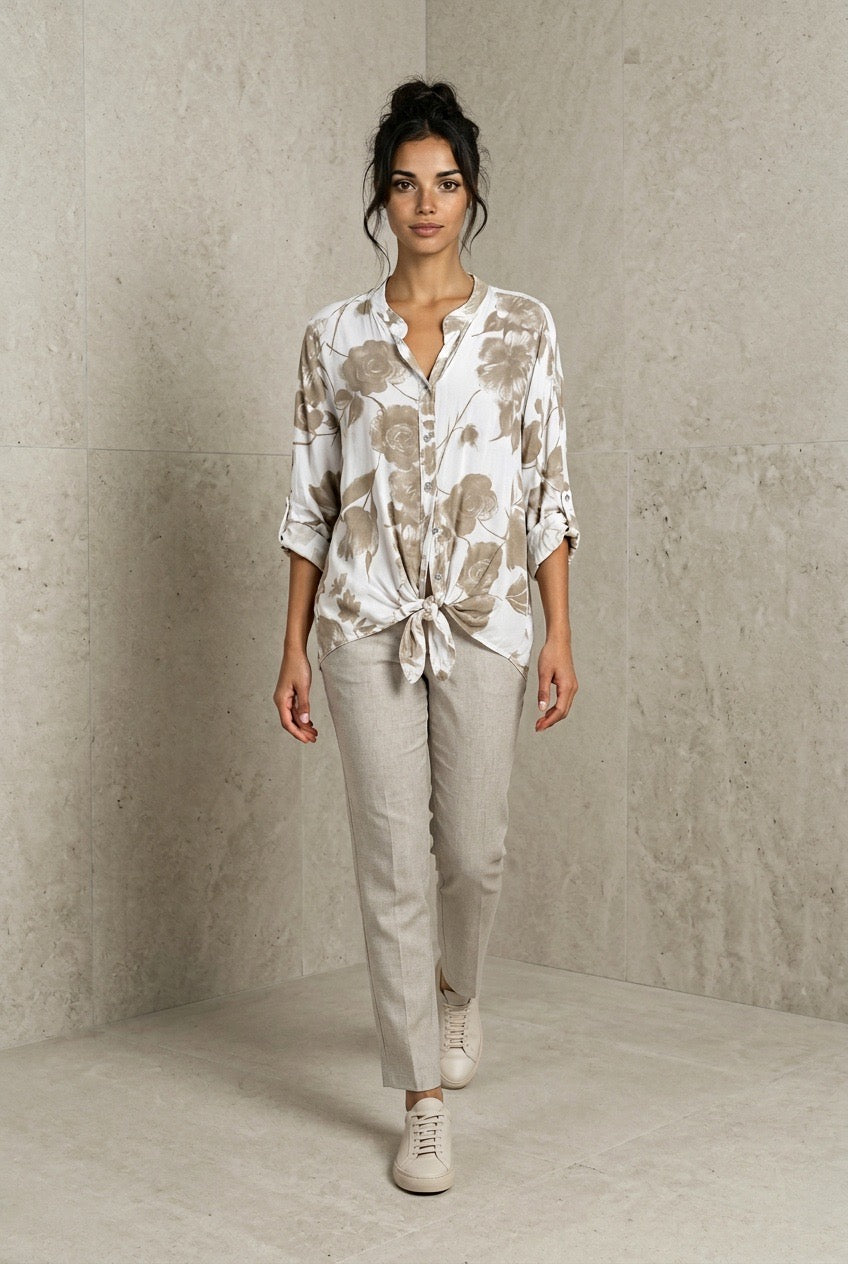 Plus Size Floral Tie-Front Top