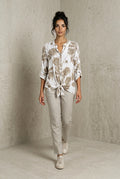 Plus Size Floral Tie-Front Top