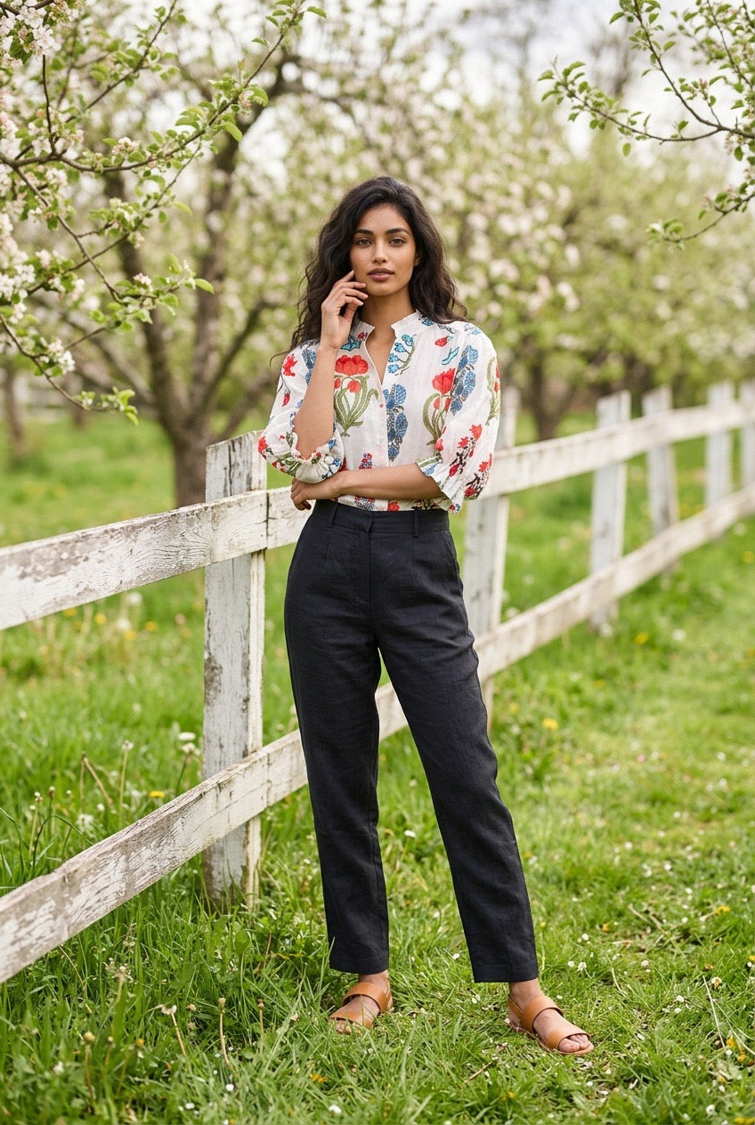 Plus Size Printed Button-Down Top
