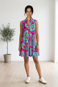 Pink Paisley, V-neck Sleeveless Dress UPF50+