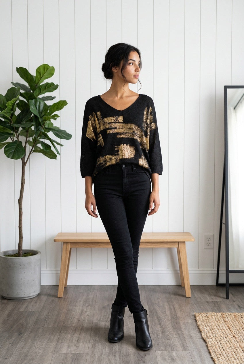 Italy Black & Gold Sweater
